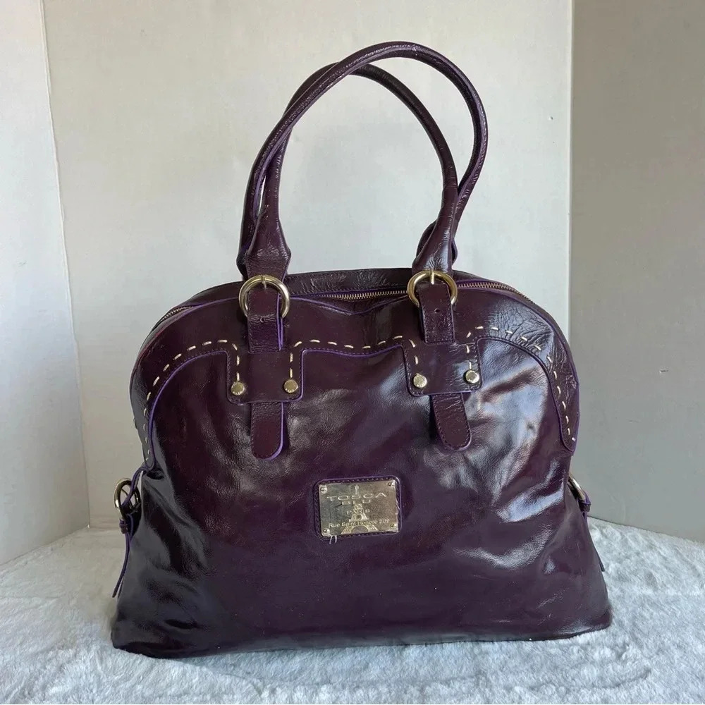 TOSCA BLU PARIS Leather Tote Purple Bag .